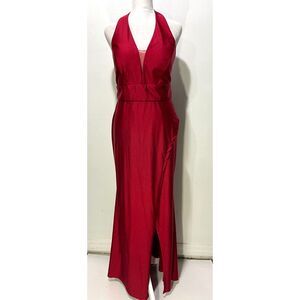 Morgan & Co. evening maxi dress split dress red festive wearing holiday women 7
